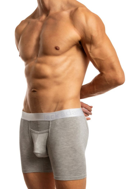 Jack Adams Zen Modal Boxer Brief in grey (profile view) - men's sexy, premium, functional underwear, jockstraps and thongs.