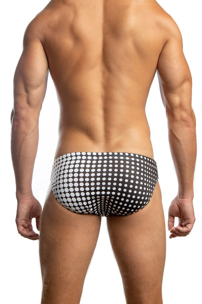 Jack Adams USA Dot Matrix 1" Swim Racer in black (back view) - premium,  fashionable and fun swimsuits, swim briefs, swim trunks and swim bikinis