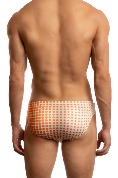 Jack Adams USA Dot Matrix 1" Swim Racer in orange (back view)  - premium,  fashionable and fun swimsuits, swim briefs, swim trunks and swim bikinis