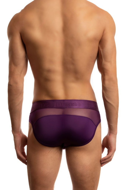 Jack Adams Monochrome Mesh Brief in imperial purple (back view) - men's sexy, premium, functional underwear, jockstraps and thongs