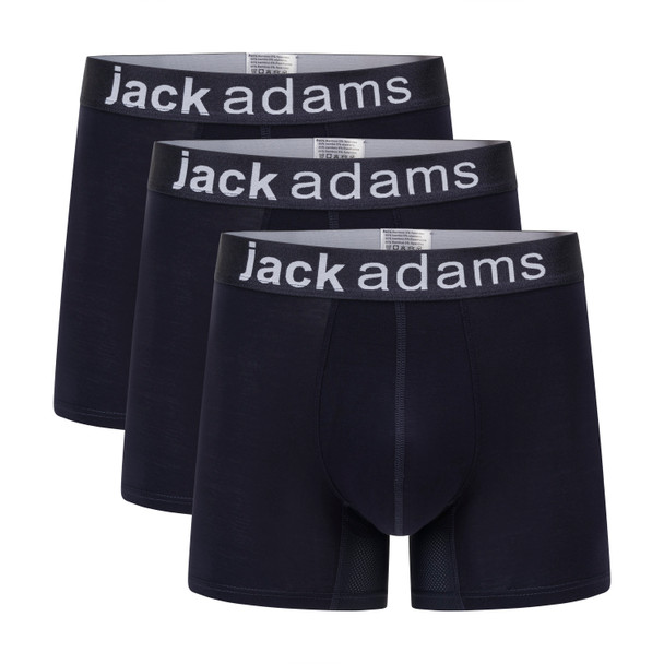 Jack Adams Bamboo Boxer Brief - 3 Pack - baritone blue pack (flat lay) - men's sexy, premium, functional underwear, jockstraps and thongs.