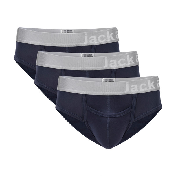 Jack Adams Zen Modal Brief - 3 Pack - peacoat pack (flat lay view) - men's sexy, premium, functional underwear, jockstraps and thongs.