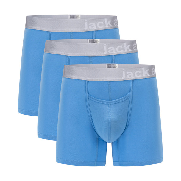 Jack Adams Zen Modal Boxer Brief - 3 Pack - pacific blue pack (flat lay) - men's sexy, premium, functional underwear, jockstraps and thongs.