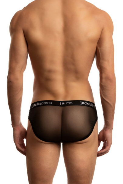 Jack Adams Excite Sheer Brief in black (back view) -  men's sexy, premium, functional underwear, jockstraps and thongs.