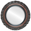 Venice Beveled Round Mirror Frame in Vintage Cherry