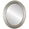 Philadelphia Flat Oval Mirror Frame in Silver Leaf with Brown Antique