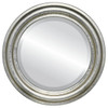 Philadelphia Beveled Round Mirror Frame in Silver Leaf with Brown Antique