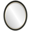 Hamilton Beveled Oval Mirror Frame in Matte Black with Gold Lip
