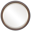 Hamilton Beveled Round Mirror Frame in Vintage Walnut with Gold Lip