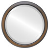 Toronto Beveled Round Mirror Frame in Walnut