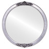 Athena Flat Round Mirror Frame in Silver Leaf with Black Antique