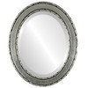 Monticello Beveled Oval Mirror Frame in Silver Leaf with Black Antique