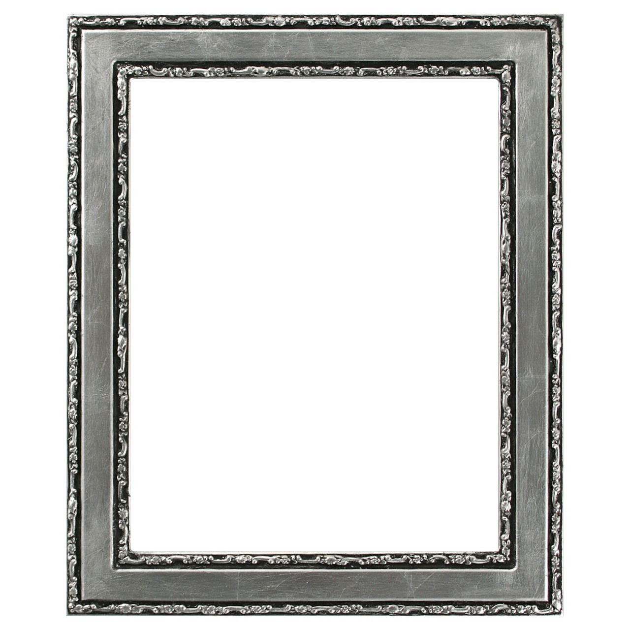 Monticello Rectangle Frame #822 - Silver Leaf with Black Antique