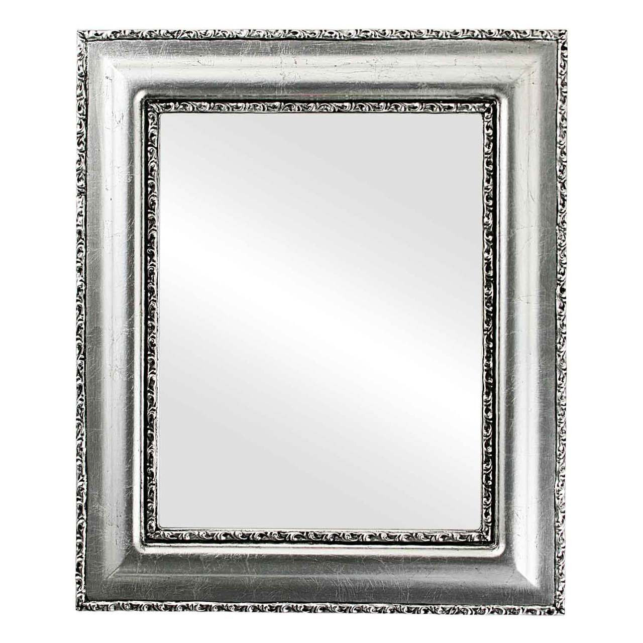 Rectangle Framed Mirror #452 Somerset Silver Leaf with Black Antique Finish - 1 - Wood - Silver / Black - Victorian Frame Company