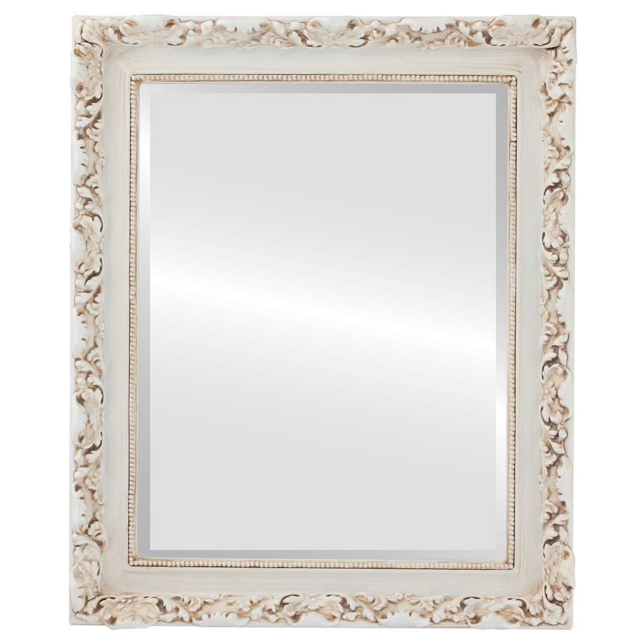 Rome Rectangle framed mirror Ant Wht |Victorian Frames