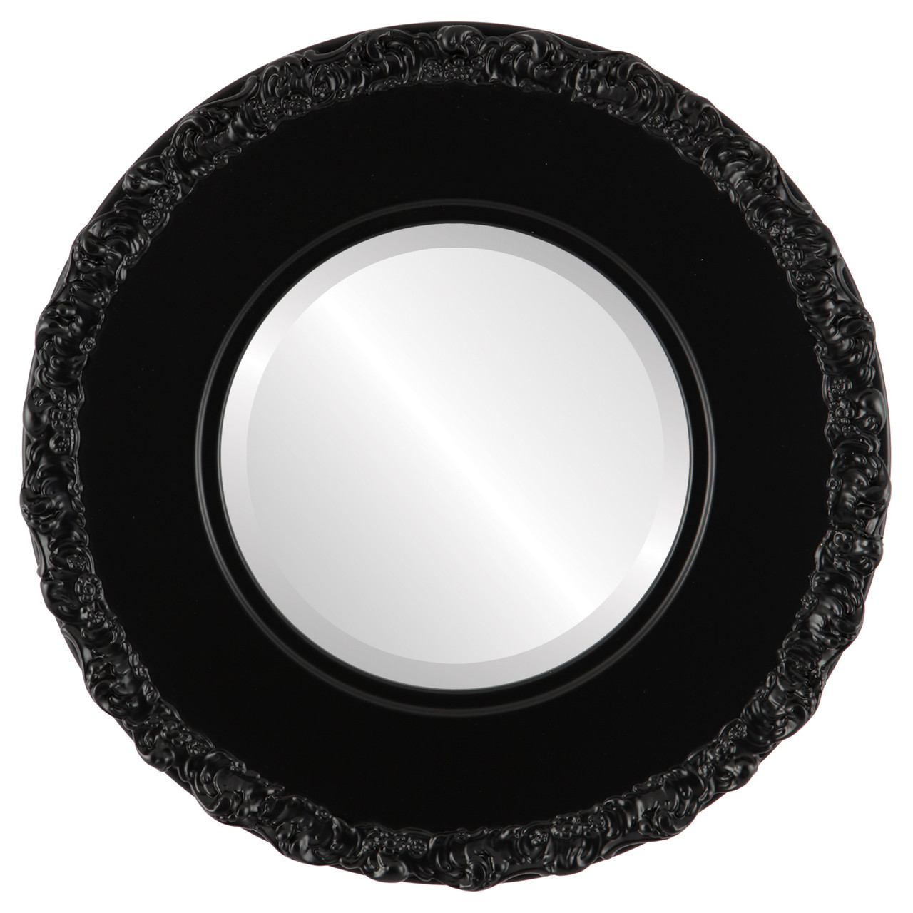 Round Framed Mirror #844 Williamsburg Gloss Black Finish