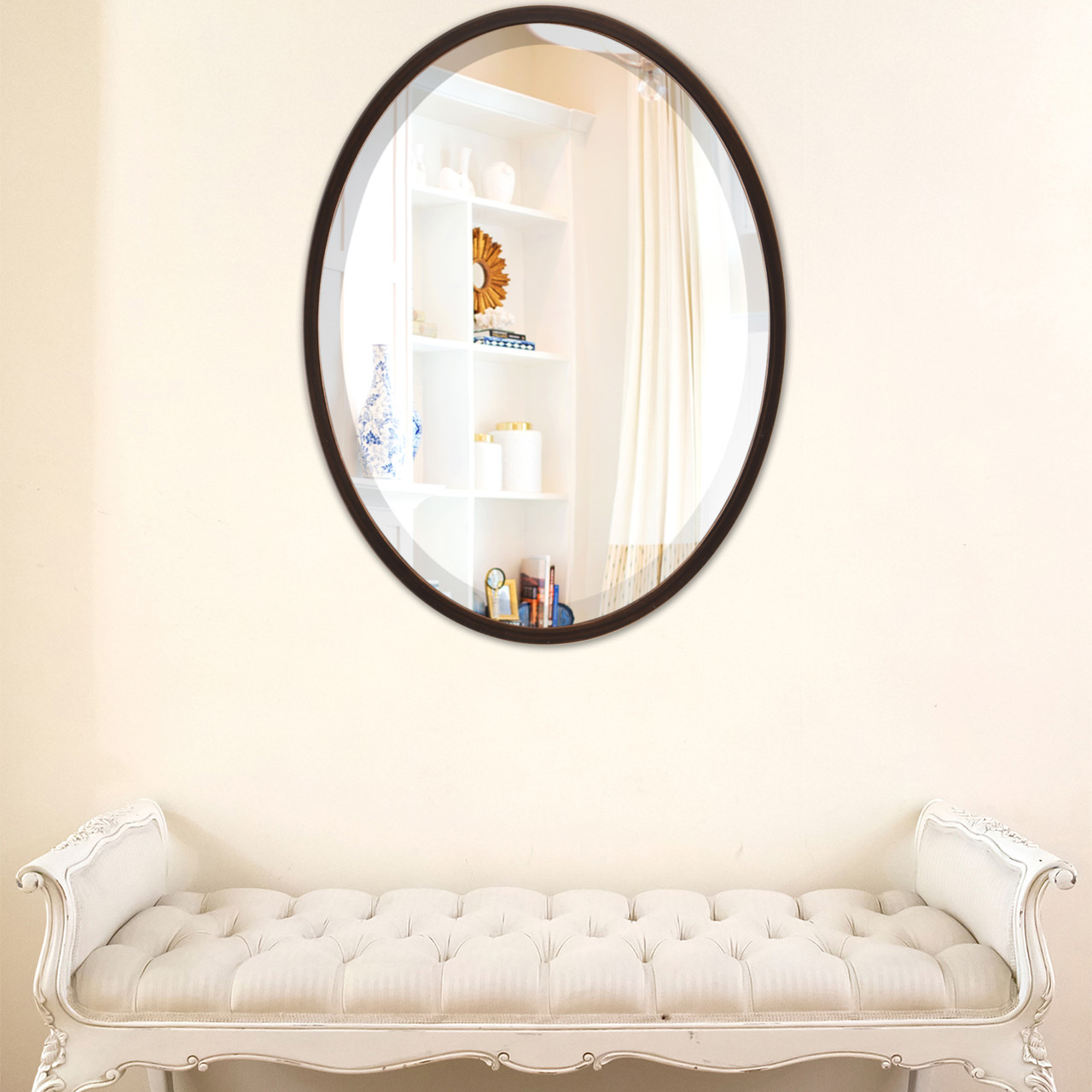 London Oval framed mirror Rubbed Bronze |Victorian Frames