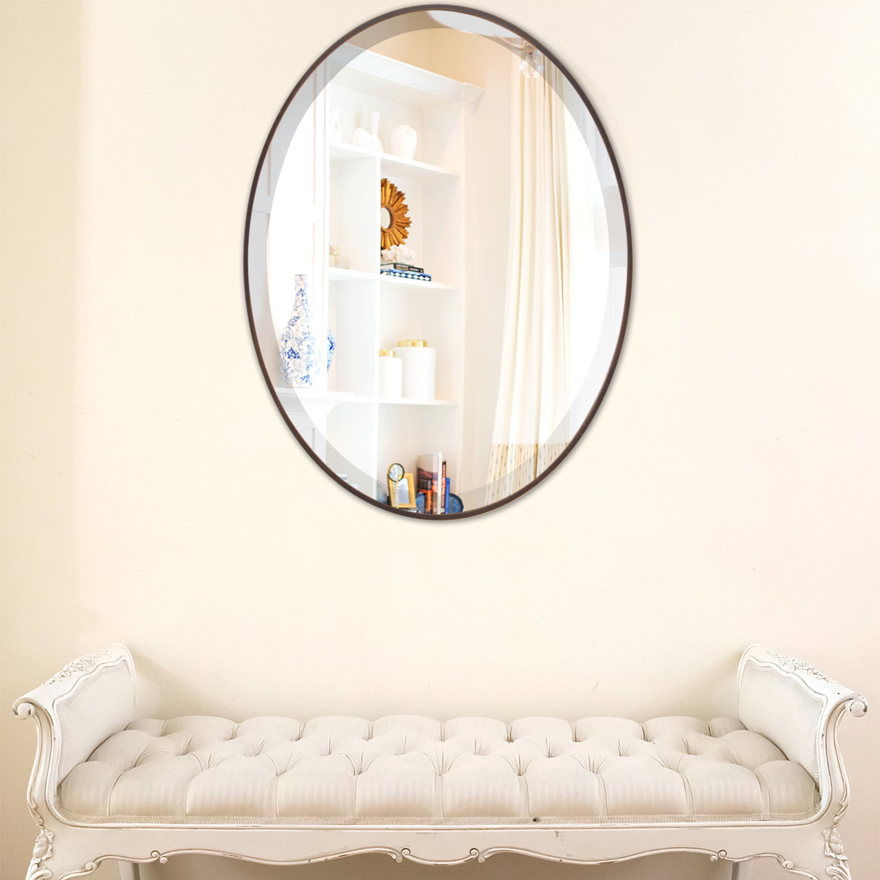 Singapore Oval framed mirror Rubbed Bronze |Victorian Frames