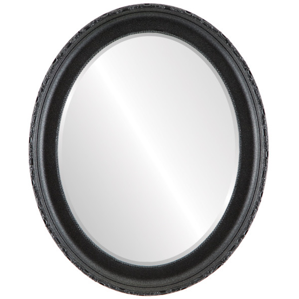 Kensington Beveled Oval Mirror Frame in Black Silver