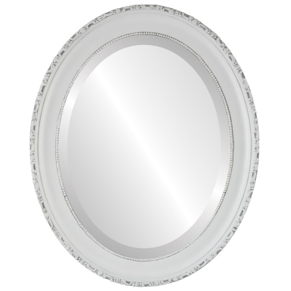 Kensington Beveled Oval Mirror Frame in Linen White