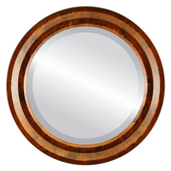 Newport Beveled Round Mirror Frame in Venetian Gold