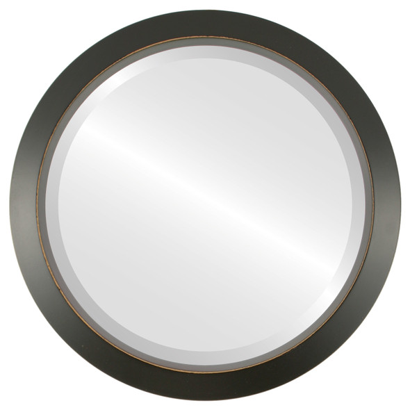 Regatta Beveled Round Mirror Frame in Rubbed Black