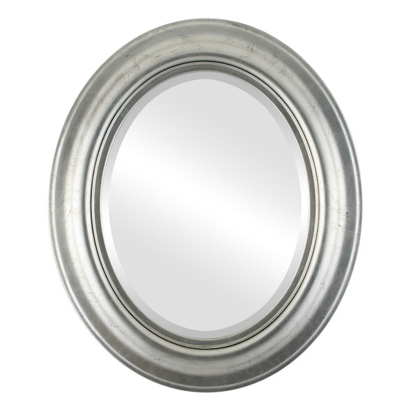 Lancaster Beveled Oval Mirror Frame in Silver Leaf with Black Antique