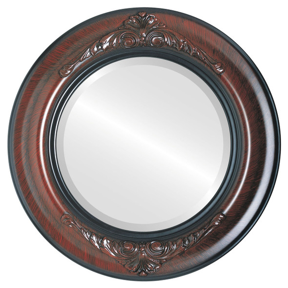 Winchester Beveled Round Mirror Frame in Vintage Cherry