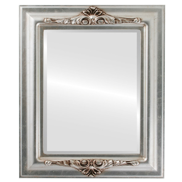 Winchester Beveled Rectangle Mirror Frame in Silver Leaf with Brown Antique