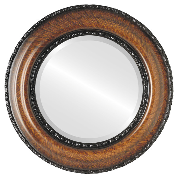 Somerset Beveled Round Mirror Frame in Vintage Walnut