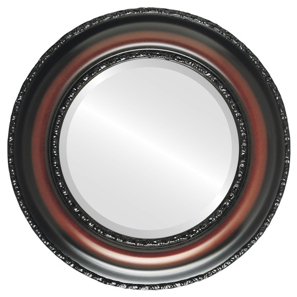 Somerset Beveled Round Mirror Frame in Rosewood