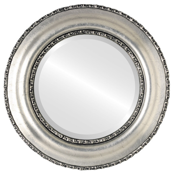 Round Framed Mirror #452 Somerset Silver Leaf with Black Antique Finish