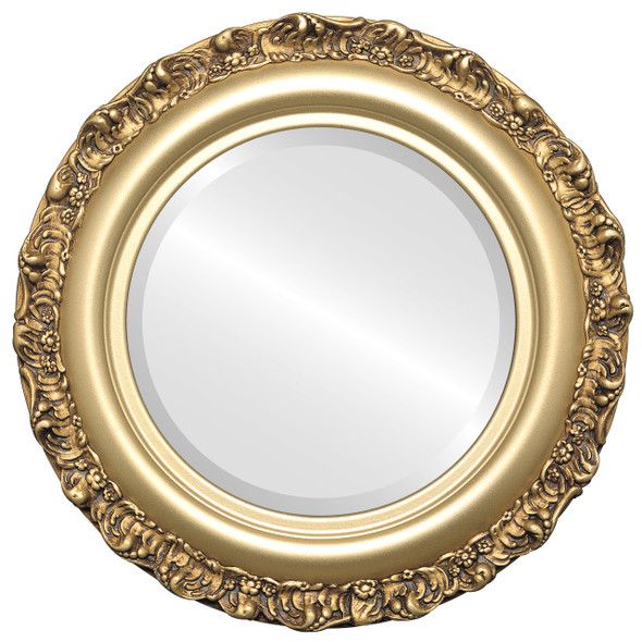 Venice Beveled Round Mirror Frame in Gold Spray