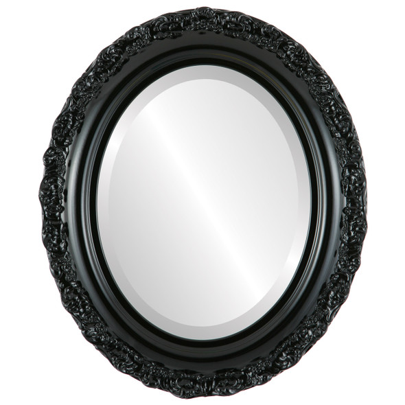 Venice Beveled Oval Mirror Frame in Gloss Black