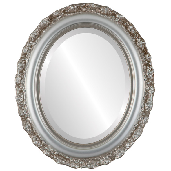 Venice Beveled Oval Mirror Frame in Silver Shade