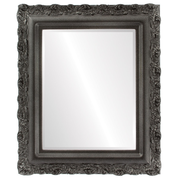Venice Beveled Rectangle Mirror Frame in Black Silver