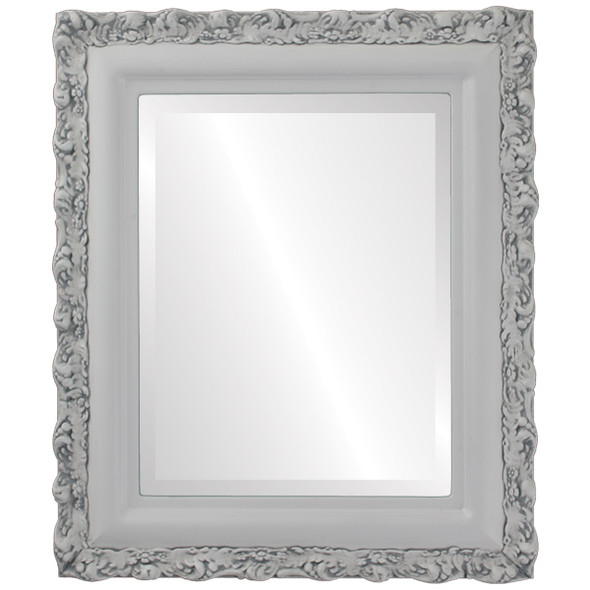 Venice Beveled Rectangle Mirror Frame in Linen White