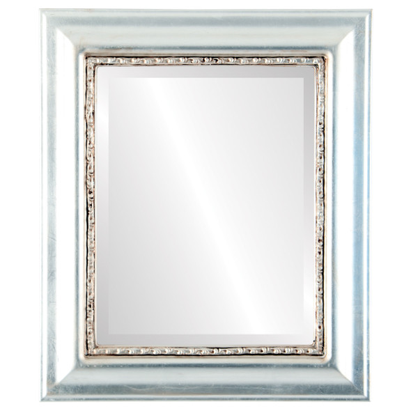 Chicago Beveled Rectangle Mirror Frame in Silver Leaf with Brown Antique