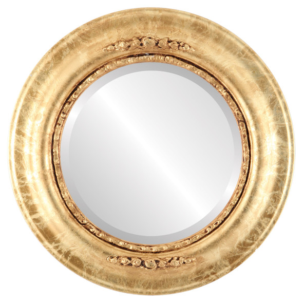 Boston Beveled Round Mirror Frame in Champagne Gold