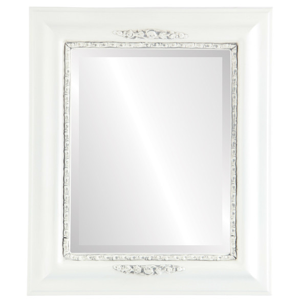 Boston Beveled Rectangle Mirror Frame in Linen White