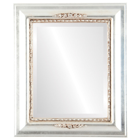 Boston Beveled Rectangle Mirror Frame in Silver Leaf with Brown Antique