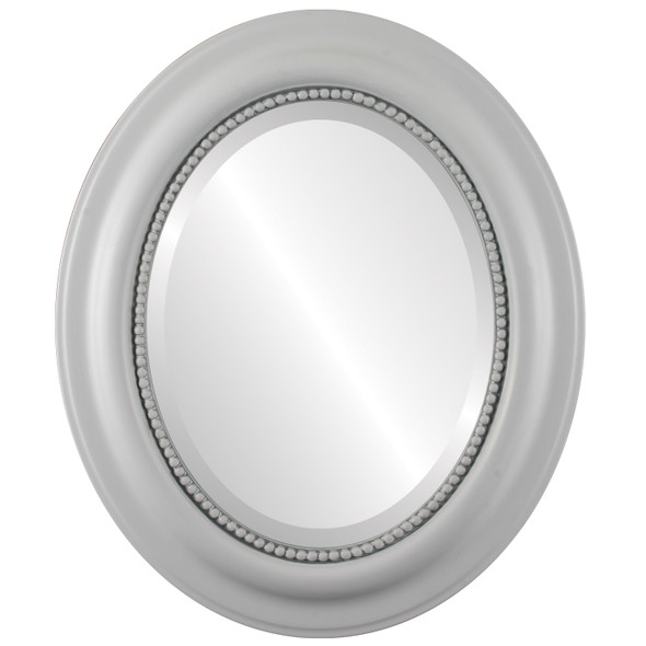 Heritage Beveled Oval Mirror Frame in Linen White