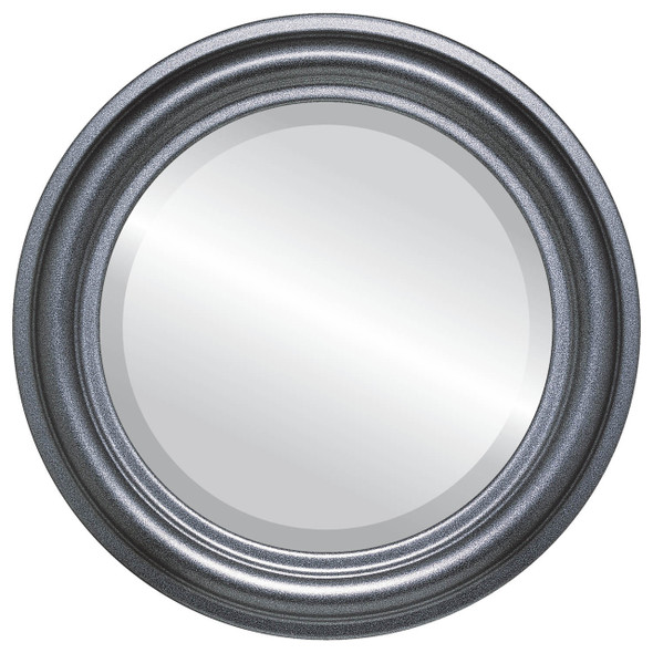 Philadelphia Beveled Round Mirror Frame in Black Silver
