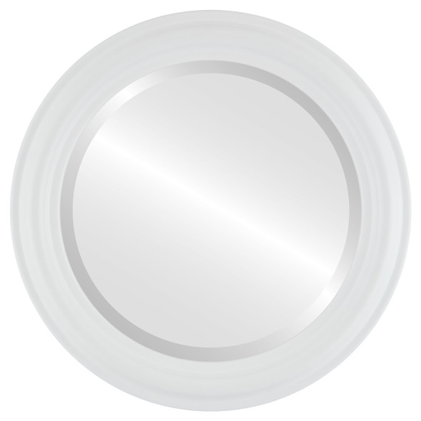 Philadelphia Beveled Round Mirror Frame in Linen White