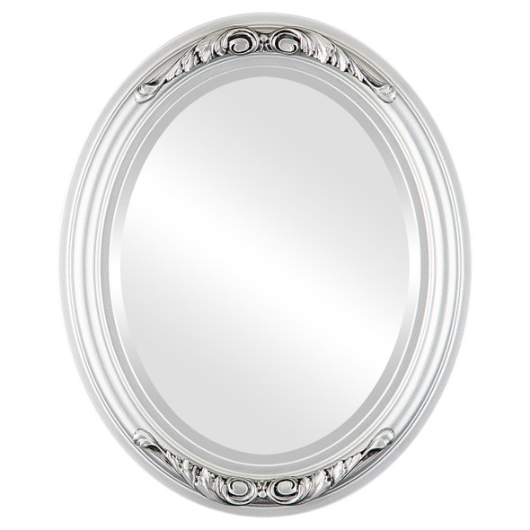 Florence Beveled Oval Mirror Frame in Silver Spray