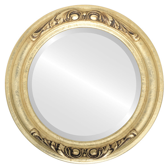 Florence Beveled Round Mirror Frame in Gold Leaf