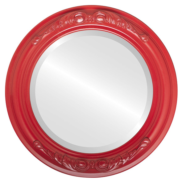 Florence Beveled Round Mirror Frame in Holiday Red
