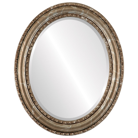 Dorset Beveled Oval Mirror Frame in Champagne Silver