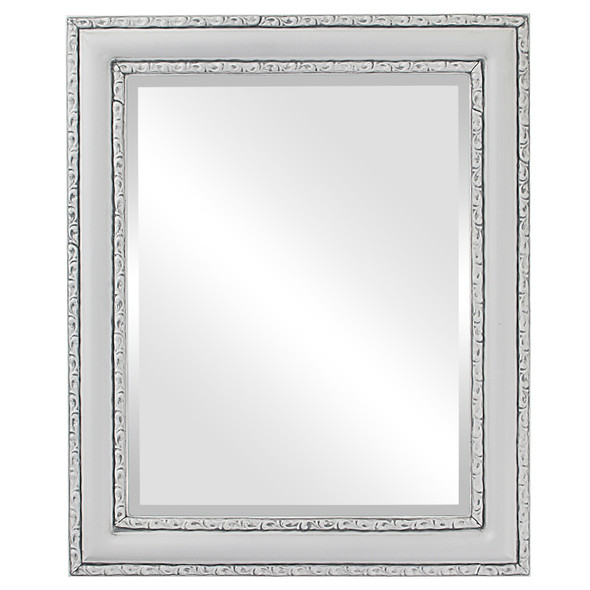 Dorset Beveled Rectangle Mirror Frame in Linen White