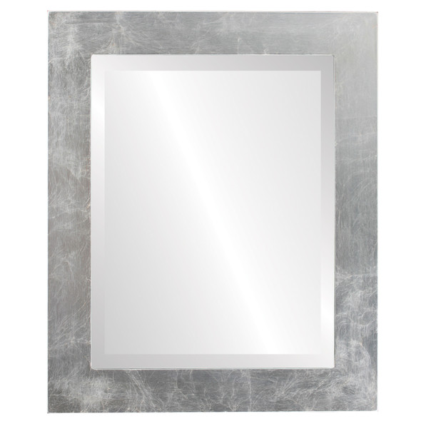 Cafe Beveled Rectangle Mirror Frame in Silver Leaf with Brown Antique